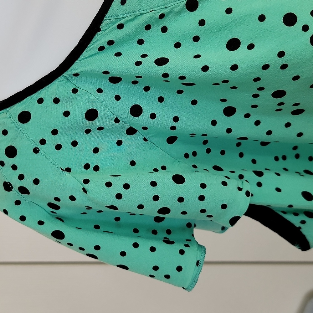 Pure Energy Plus Blouse Mint Green Polka Dot Flutter Sleeve 1X 14/16 - Picture 6 of 13